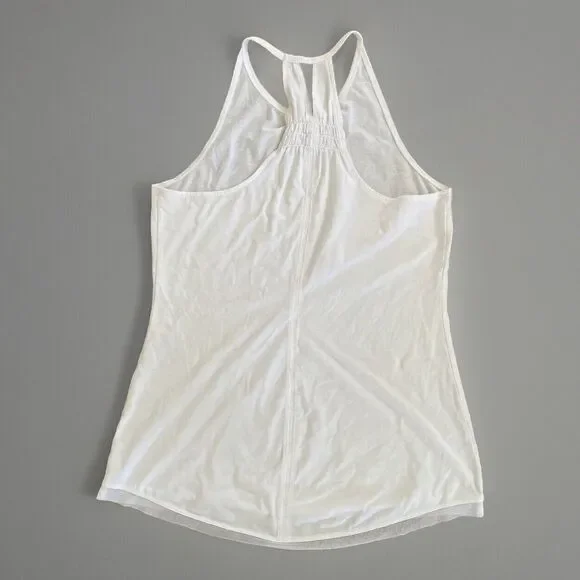 Apana Strappy Training‎ Tank Top Size SMALL White Mesh Hem Racerback Yoga - Picture 3 of 5